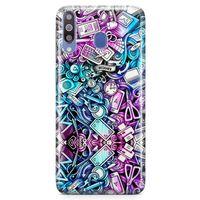 Samsung Galaxy M30 Kılıf Bankacı Doodle Arka Kapak Koruma Desenli Full Koruyucu