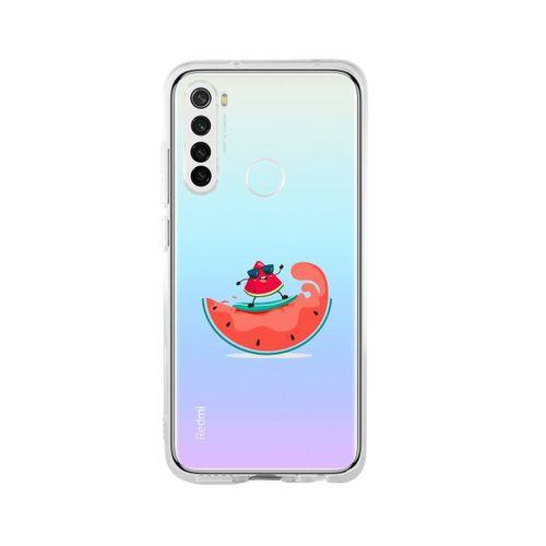 Redmi Note 8 Sörfçü Karpuz Desenli Premium Şeffaf Silikon Kılıf