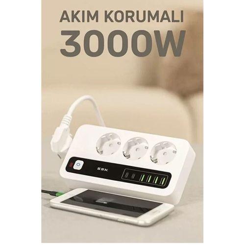 P10 3x Priz 3000w Akım Korumalı 4x Usb 2x Type-c Girişli Çoklu Priz