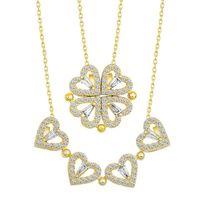 Gümüş Gold Kalpli Açılabilen Yonca Kadın Kolye