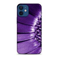 Apple iPhone 12 Mini Uyumlu Kılıf Mor Delisi (36) Glitter Kılıf Çiçek