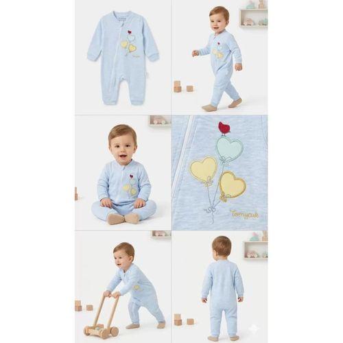 3/12 Ay Kalp Balonlar Nakışlı Bebek Tulumu