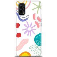 Realme 7 Pro Kılıf HD Baskılı Kılıf - Çiçek Yıldız + Tam Ekran Koruyucu