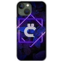 MRCİLETİSİM iPhone 13 Mini Kılıf Kapak - Dark Neon Yaprak Ö Harfi +Hayalet Ekran Yandan Gözükmez