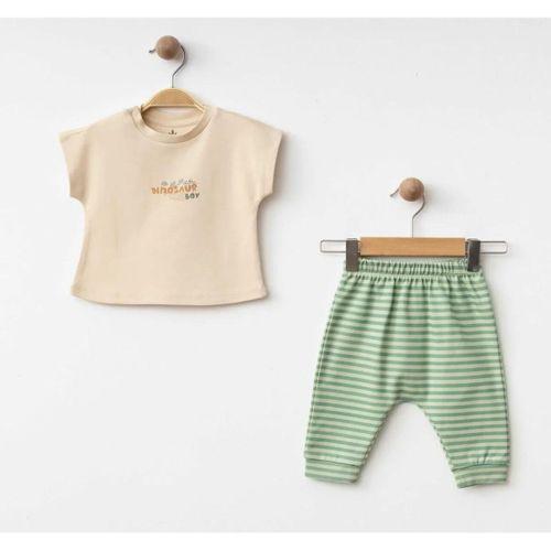 Eslenza Baby Organik 3'lü Çizgi Takım 0046 Yeşil