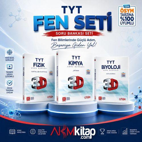 3D TYT Fizik Kimya ve Biyoloji Soru Bankası Seti 3 Kitap