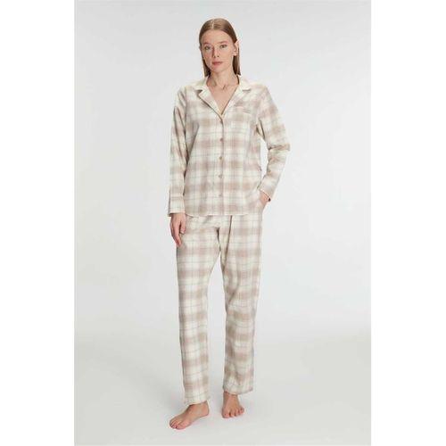 Kadın Pamuklu Uzun Kol Gömlek Pantolon Pijama Takımı