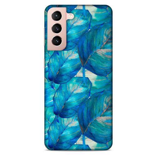 Samsung Galaxy S21 Uyumlu Kılıf Mavi Delisi (47) Crystal Flex Kılıf Yaprak
