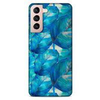 Samsung Galaxy S21 Uyumlu Kılıf Mavi Delisi (47) Crystal Flex Kılıf Yaprak