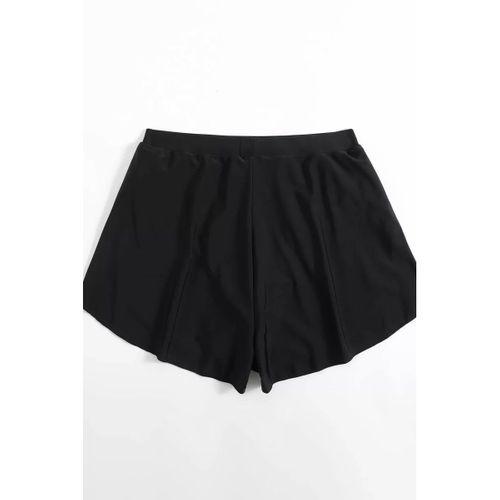 Kadın Siyah Yırtmaçlı Etek Görünümlü Şık Deniz Şortu