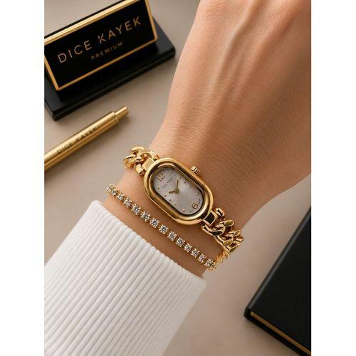 Dice Kayek Oval Mini Vintage Kasa Kadın Kol Saati Çelik Kordon 5 ATM Suya Dayanıklı+Bileklik  DCK.20