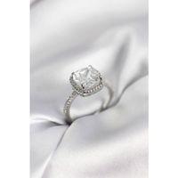 Kare Tek Taş Model Zirkon Taşlı Gümüş Renk Kadın Yüzük