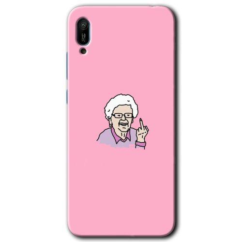 Huawei Y6 2019 Kılıf Baskılı Kapak - Bad Grandmother + 5D Tam Kaplayan Cam