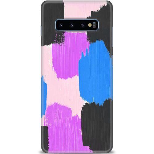 Samsung Galaxy S10 Plus Kılıf HD Baskılı Kılıf - Mor Siyah + Tam Ekran Koruyucu
