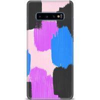 Samsung Galaxy S10 Plus Kılıf HD Baskılı Kılıf - Mor Siyah + Tam Ekran Koruyucu