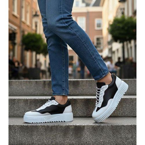 BA0802 BOA Siyah Renk Beyaz Parçalı Yüksek Taban Erkek Günlük Ayakkabı