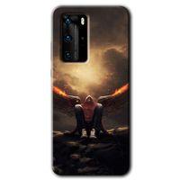 MRCİLETİSİM Huawei P40 Pro Kılıf HD Desen Baskılı Arka Kapak + Temperli Cam - Wings of Power