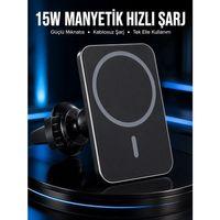 15w Manyetik Araç İçi Kablosuz Şarj Cihazı  Magsafe Uyumlu Telefon Tutucu