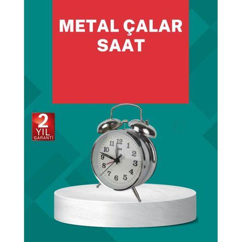 Dekoratif Gümüş Işıklı Alarmlı Masa Saati Sessiz Mekanizma