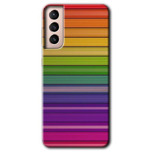 Galaxy S21 Kılıf HD Desen Baskılı Arka Kapak - Colorful Lines + Kırılmaz Cam
