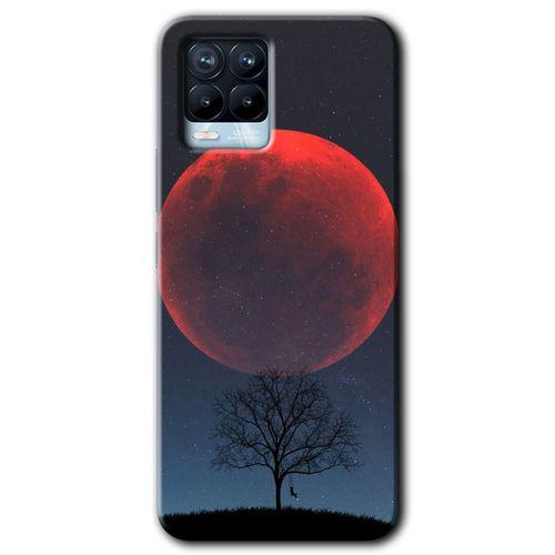 BeRa Aksesuar Realme 8 Pro Kılıf Baskılı Kapak - Kanlı Ay +Tam Kaplayan Mat Seramik