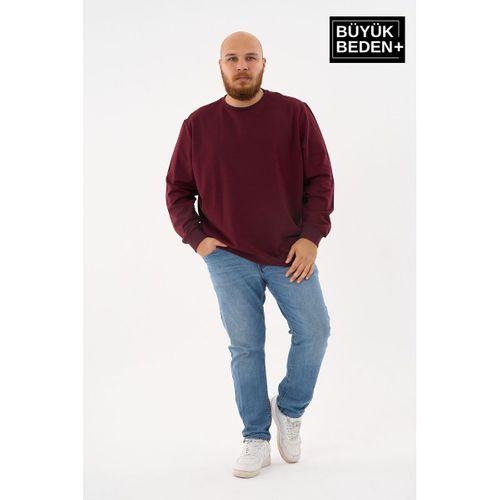 Erkek Büyük Beden Bisiklet Yaka ince Sweatshirt SPR24BSW56
