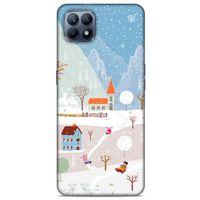 Huawei P40 Lite Kılıf Snowix (40) Fit Silikon Kılıf Beyaz Mavi