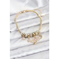 Pirinç Gold Renk Kanatlı Charmlı Kadın Bileklik