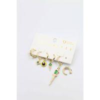 Renkli Taşlı Set Küpe - Altın