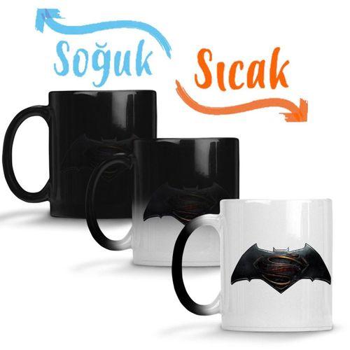 Superman Ve Batman Dc Logo Sihirli Kupa Bardak Porselen