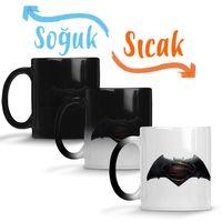 Superman Ve Batman Dc Logo Sihirli Kupa Bardak Porselen