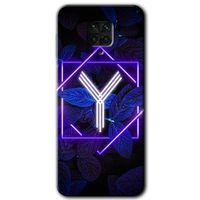 Xiaomi Redmi Note 9 Pro Kılıf Baskılı Arka Kapak - Dark Neon Yaprak Y Harfi +Tam Ekran Koruyucu