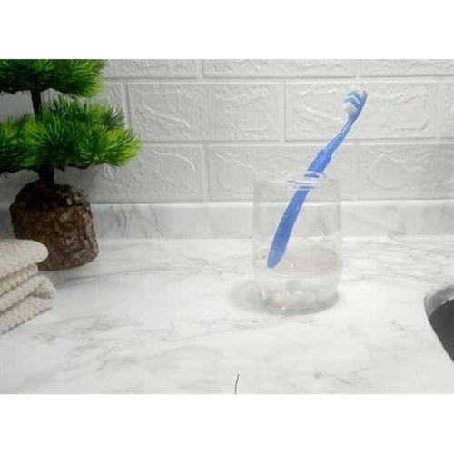 2 Adet Diş Fırçalık Beyaz İncili Akrilik 8X8X11Cm Banyo Seti