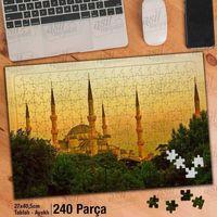 Asil Hobi Yeşil Ağaçlar - Camii - Kubbe - Minare Yapboz -ayak Destekli Çerçeveli 240 Parça Puzzle