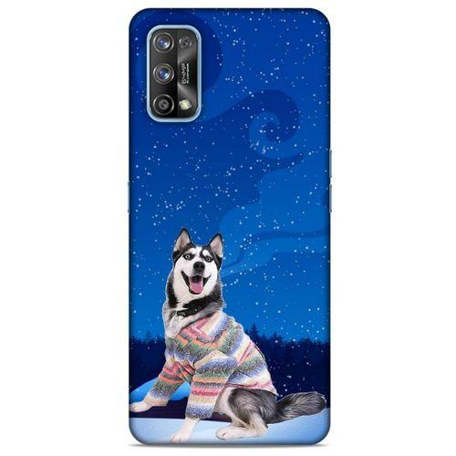 Oppo Realme 7 Pro Kılıf Köpek Kıyafetleri (45) Liquid Air Kılıf Husky Renkli Süveter