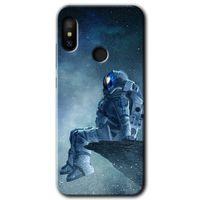Xiaomi Mi Max 3 Kılıf HD Desen Baskılı Arka Kapak+Temperli Cam - Astronot Yalnızlığı