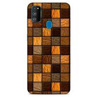 Samsung Galaxy M30s Kılıf Patchwork (32) Soft Silikon Kılıf Turuncu Kahve