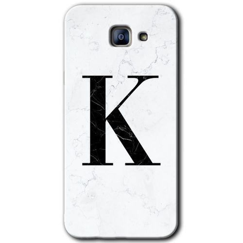Galaxy A8 2016 Kılıf HD Desen Baskılı Arka Kapak - Beyaz Mermer Desenli K Harfi