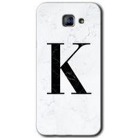 Galaxy A8 2016 Kılıf HD Desen Baskılı Arka Kapak - Beyaz Mermer Desenli K Harfi