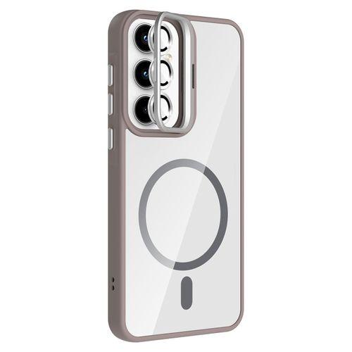 Galaxy A55 Kılıf Standlı ve Kamera Lens Hediyeli M-Safe Şarj Özellikli Zore Etro Kapak