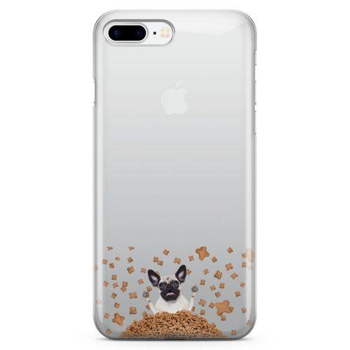 Apple iPhone 8 Plus Kılıf Köpek Maması Pug Arka Kapak Koruma Desenli Full Koruyucu