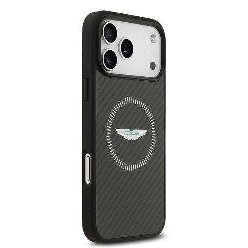 Apple iPhone 17 Pro Max Kılıf Aston Martin Orjinal Lisanslı M-safe Şarj Özellikli Karbon Fiber Kapak