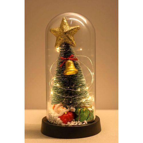 Yılbaşı Temalı Işıklı  Dekoratif Cam Fanus Alk5078