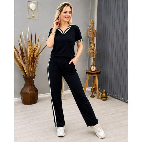 Kadın Kısa Kollu V Yakalı Viskon Iki Iplik Bluz Ve Pantolon Ikili Takım