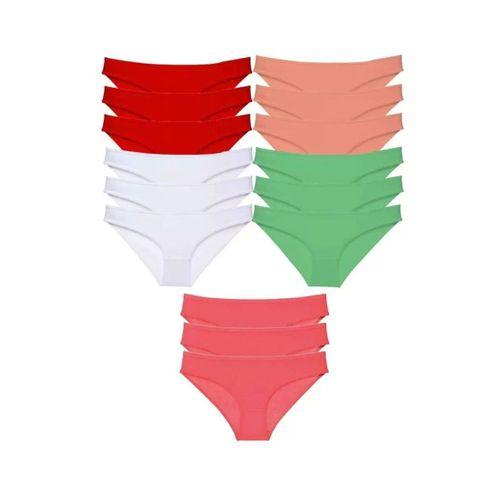 15 Adet Süper Eko Set Likralı Kadın Slip Külot Ten Beyaz Pudra Yeşil Fuşya