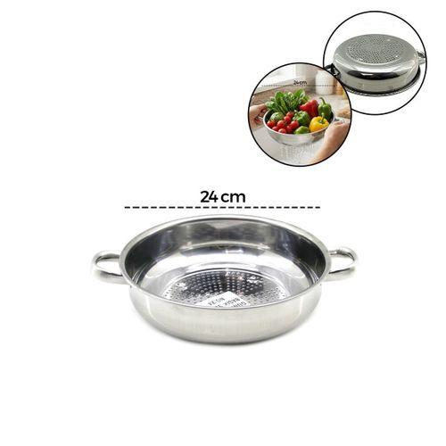 24 cm Kulplu Basık Metal Süzgeç