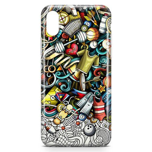 Apple iPhone X Kılıf Fitness Doodle Arka Kapak Koruma Desenli Full Koruyucu