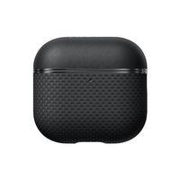 Apple Airpods 4 Kılıf 1500D Aramid Fiber Pitaka Ultra-Slim Classic Serisi Black-Grey Twill Kapak