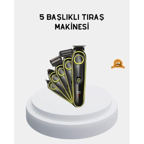 5’i 1 Arada Şarjlı Tıraş Makinesi – Paslanmaz Çelik Başlıklı, Yüz Ve Vücut Bakım Cihazı