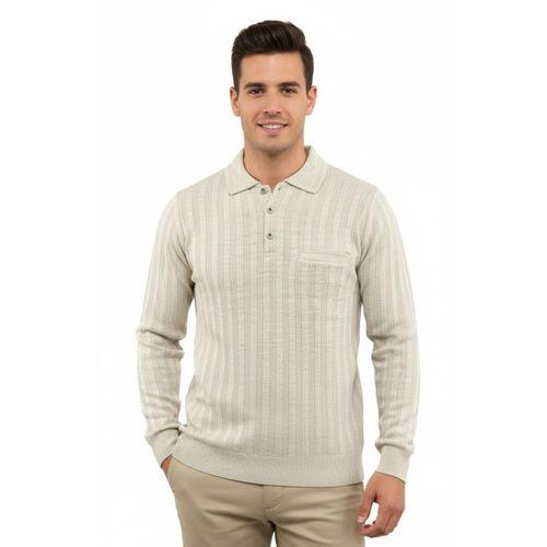 Erkek Polo Yaka Kazak Cepli Çelik Örgü Klasik Kalıp 5203F BGL-ST04851